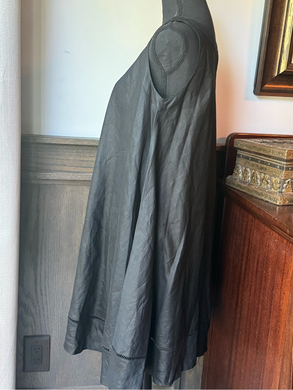 Andrea Jovine Black Linen Sleeveless A-Line Dress Sz 4 EUC - Picture 3 of 6